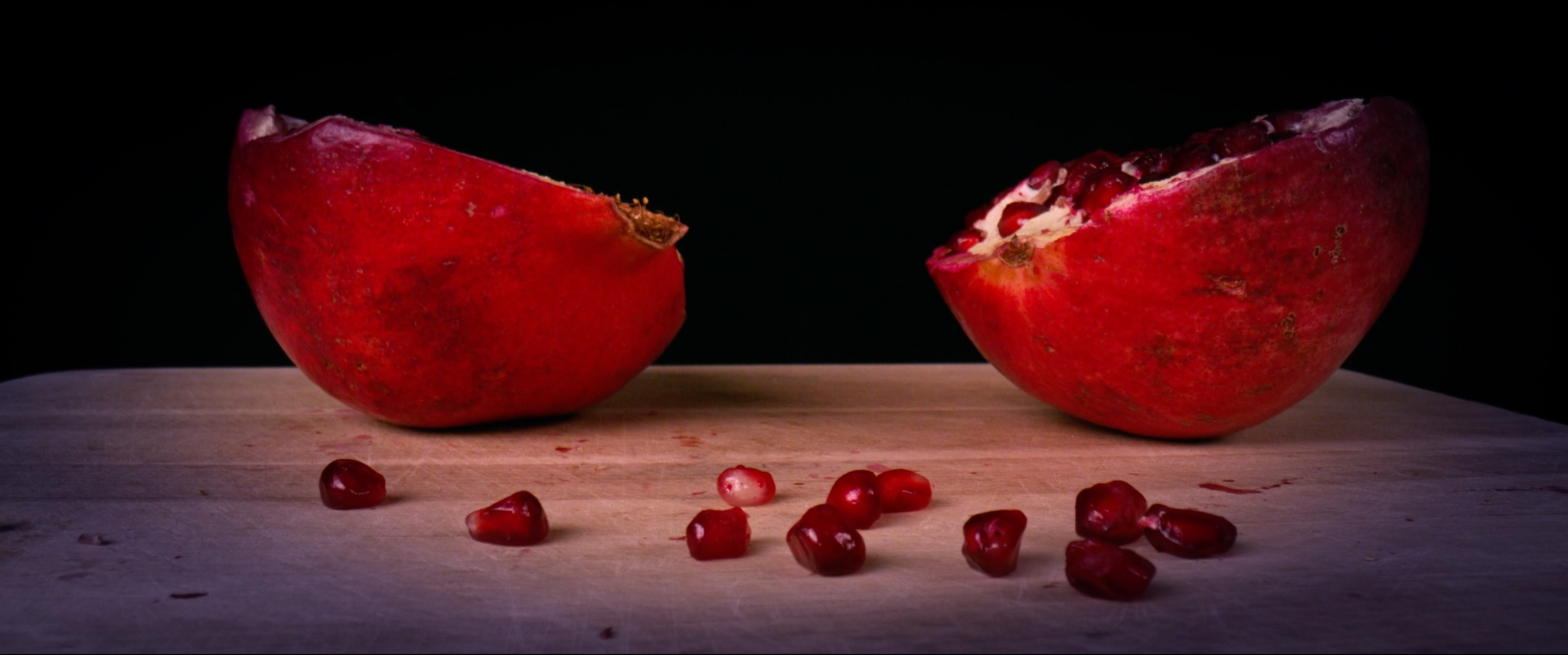 Pomegranate Tree still, split pomegranate still life